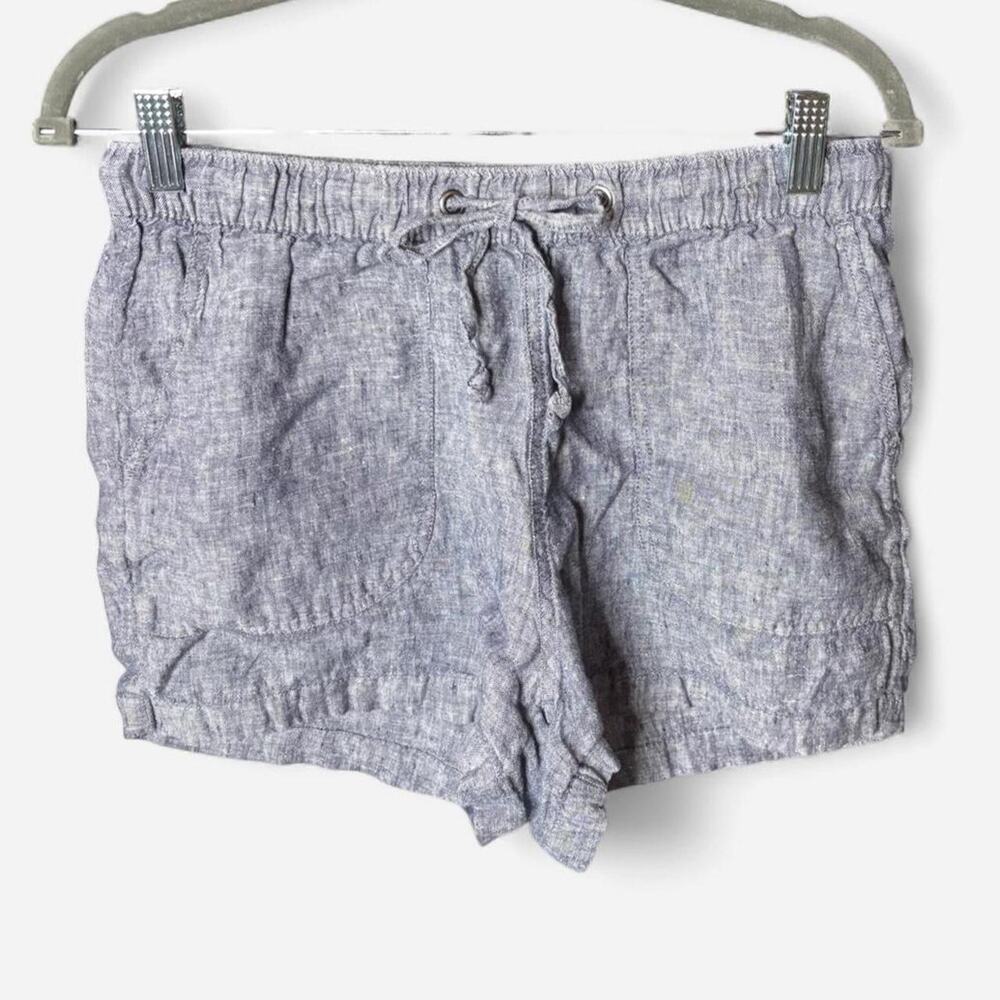 C&C California 100% Linen Shorts Womens Medium Blue Drawstring Casual Summer M